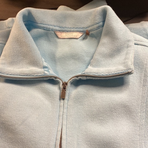 $10$ add on Lady Hathaway light blue cotton blend zip front jacket with pockets - Picture 9 of 13